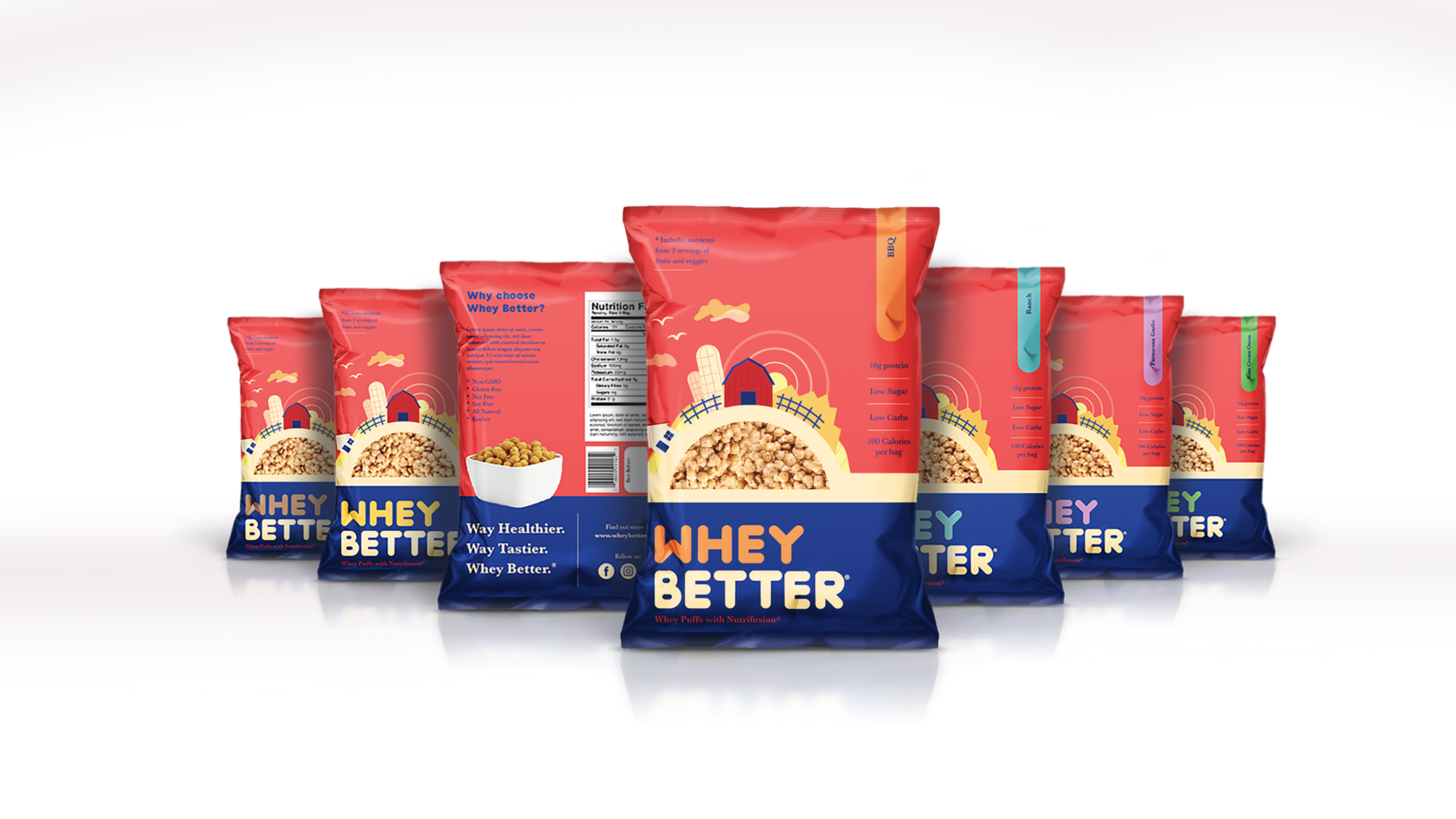 Illustrative packaging design for healthy snack product