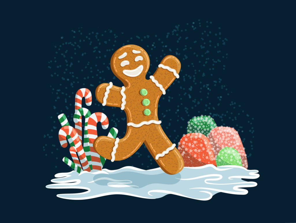 Illustration of happy gingerbread man