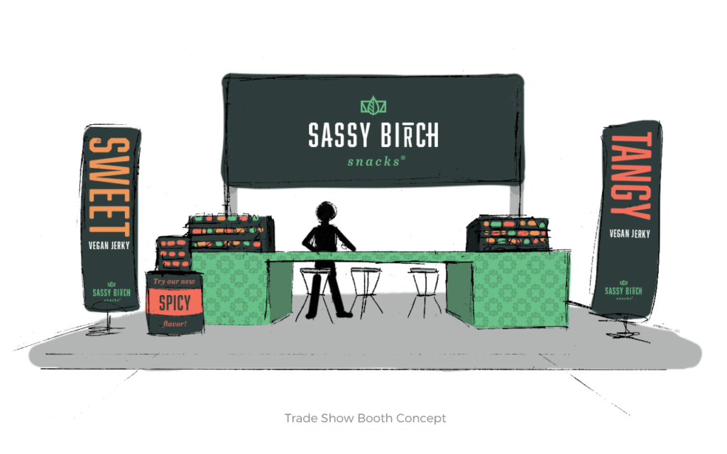 Trade show booth design for vegan snack company