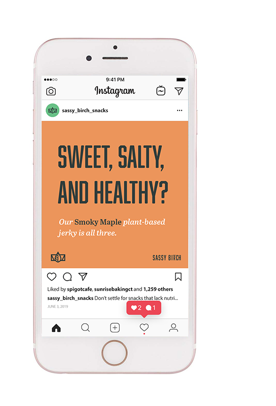 Social media post design for vegan snack company
