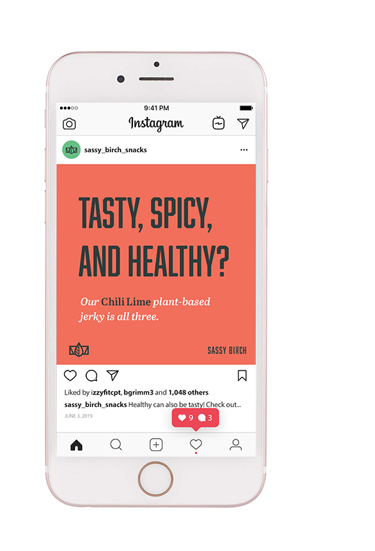 Social media post design for vegan snack company