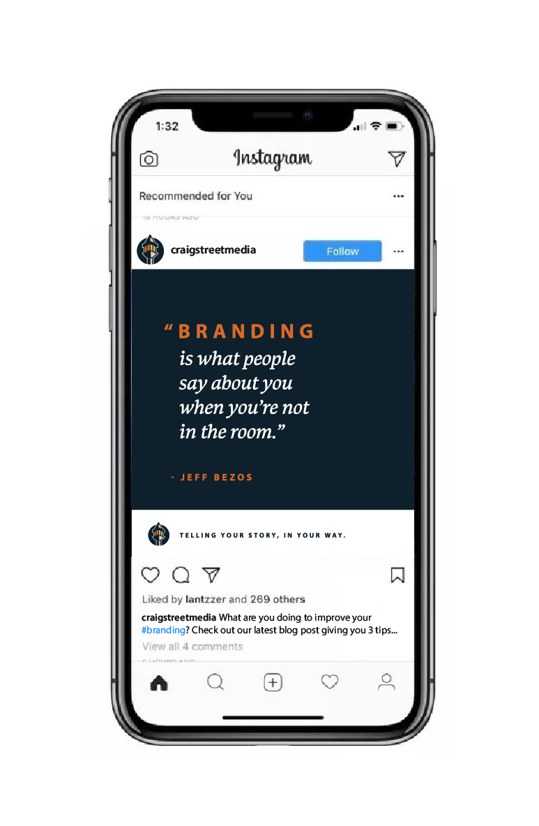 Instagram feed with social media design for media agency