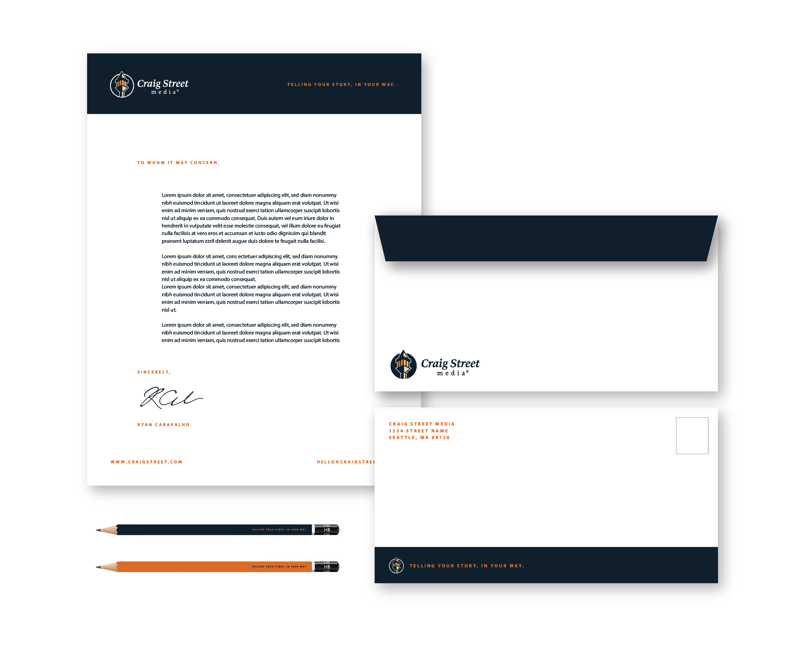 Envelope and letterhead design for marketing agency