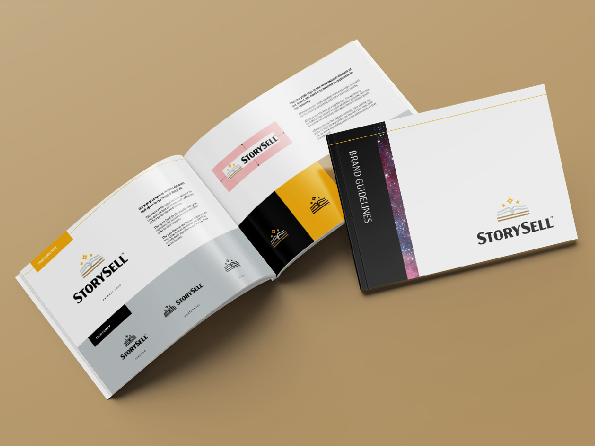 Open book of brand guidelines